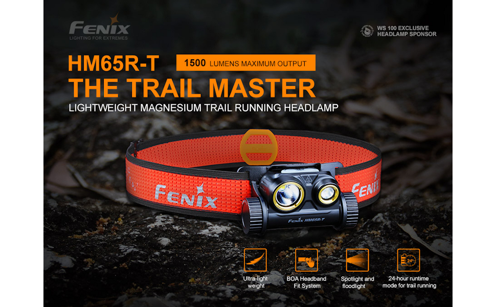 Налобний ліхтар FENIX HM65R-T, чорний, для дорослих, світлодіодний