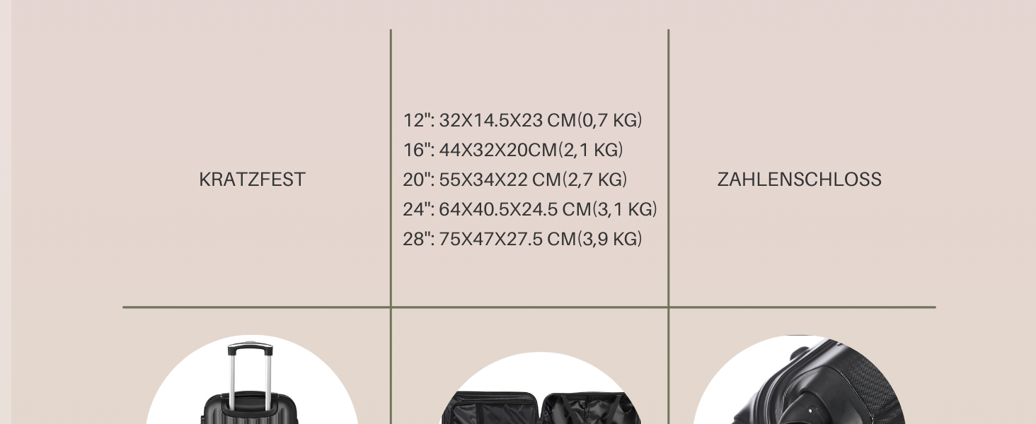 Набір валіз LALAHO 3/4/5 шт. з косметичками, чорний. Валізний набір з ABS-пластику, набір для подорожей, ручна поклажа.