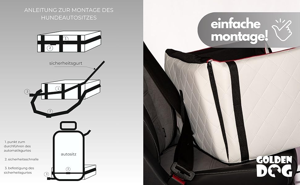 Автомобільний лежак для собак Golden Dog M - 52x44x33 см, чорний, з кріпленням ISOFIX, водонепроникний, з підкладкою
