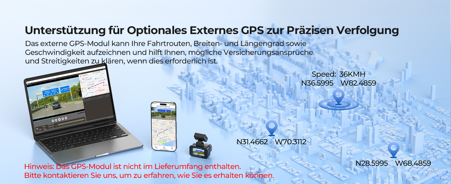 Відеореєстратор Krunia 2K WiFi Mini Dashcam Auto з GPS, CPL, WDR, Нічне Бачення, 24/7, Магнітне кріплення, Superkondensator, 170° Широкий Кут