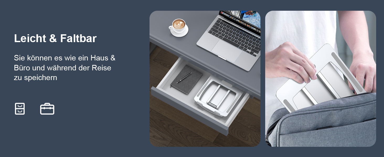 Підставка для ноутбука, алюміній, ергономічна, регульована висота, складна, з вентиляцією, для MacBook Air/Pro та ноутбуків 10-16