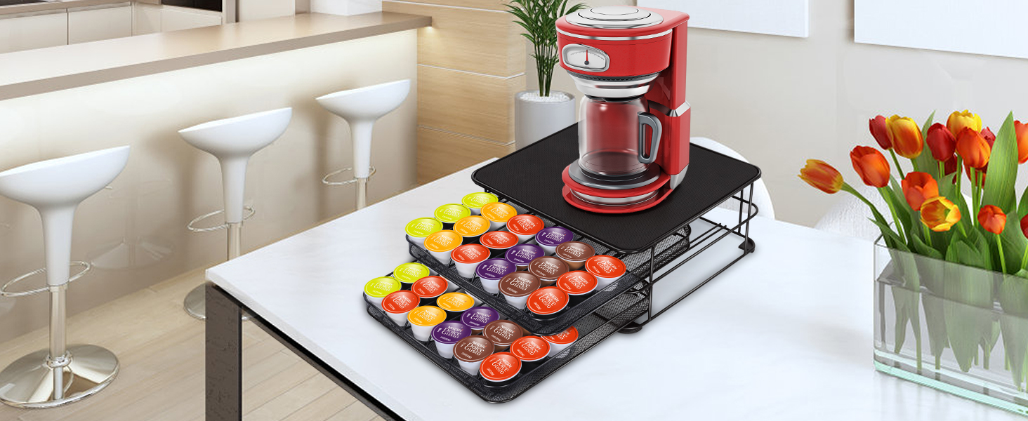 2-Tier Dolce Gusto Capsule Organizer - Holds 72 Capsules - Non-Slip Coffee Capsule Holder & Dispenser