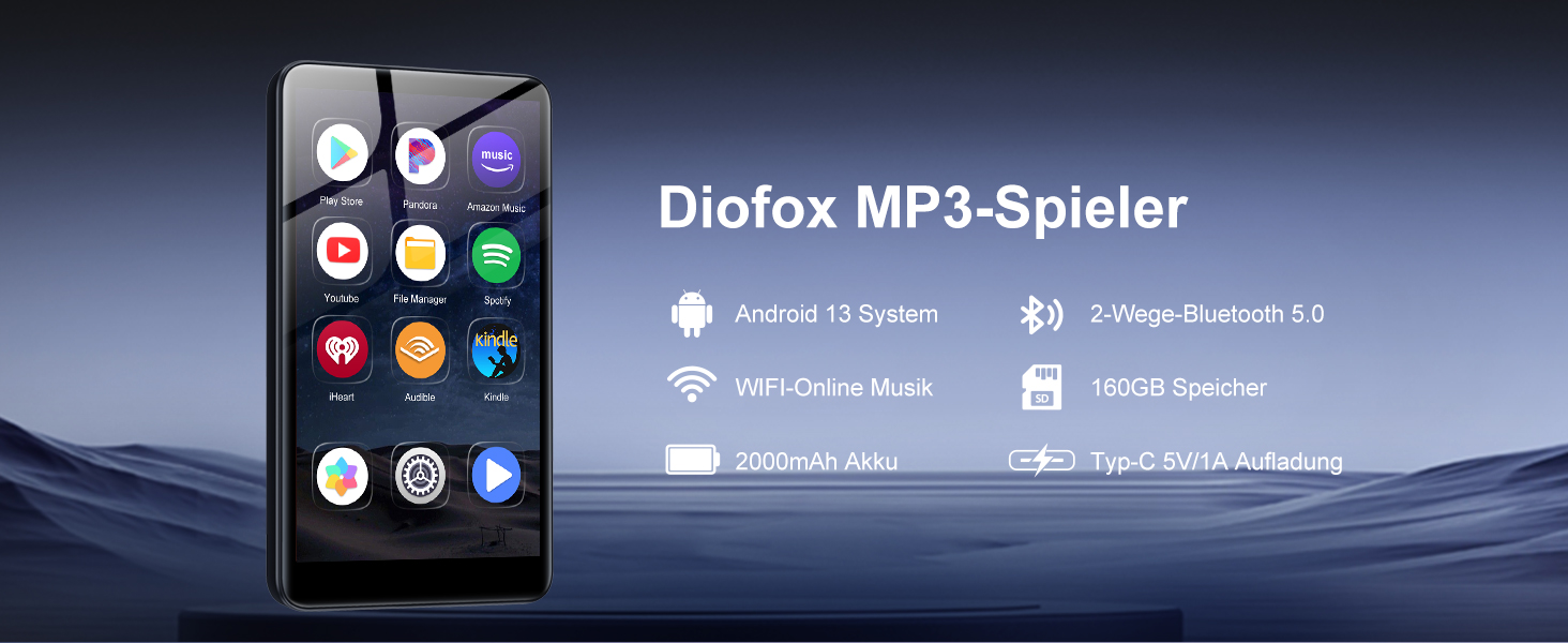 MP3 плеєр 32GB з Bluetooth 5.3, HiFi звук, для дітей, чорний (M9) - портативний музичний плеєр з еквалайзером, FM-радіо, підтримкою TF-карти до 128GB та навушниками