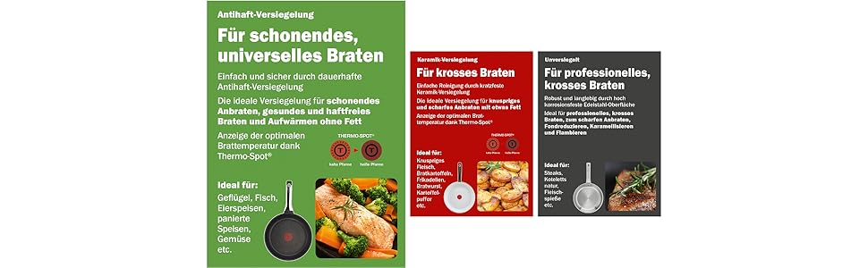 Сковорода Tefal Virtuoso E49106 28 см з антипригарним титановим покриттям та індикатором температури Thermo-Signal | Нержавіюча сталь | Індукція | Гарантія 10 років