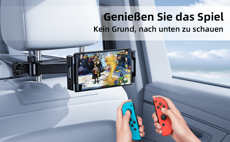 Тримач для iPad/Tablet в авто, висувний, для iPhone/Samsung/Switch/Kindle, 4-13 дюймів, з гачками, чорний