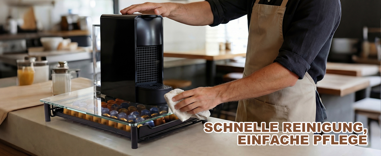 Тримач для капсул Nespresso прозорий на 60 капсул, металевий та скляний органайзер для кави, висувний дизайн