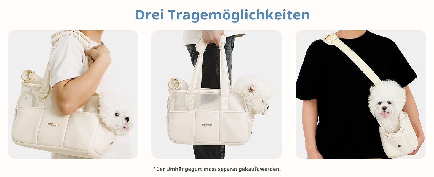 Транспортна сумка для собак, котів та кроликів – складана переноска з безпечним замком, сіткою для вентиляції та бічними кишенями – практична переноска для подорожей (Бежева, 34x16x25 см)