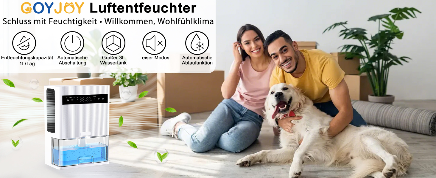 Електричний осушувач повітря 3000 мл з LED-дисплеєм, тихий осушувач для дому, ідеальний для квартири, ванної кімнати, підвалу, з автоматичним вимкненням та кольоровою нічною підсвіткою