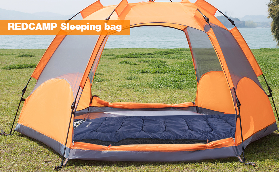 REDCAMP XL Cotton Sleeping Bag - Warm, Removable Hood, Flannel Comfort - 3-4 Season Sleeping Bag for Adults & Kids - Camping, Outdoor, Fishing - Blue (2lbs/3lbs Fill)