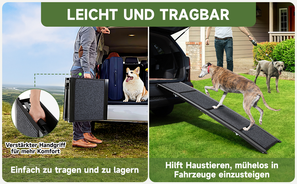 Рампа для собак Fellie - складана, для великих, середніх та малих собак, до 100 кг, 170 см