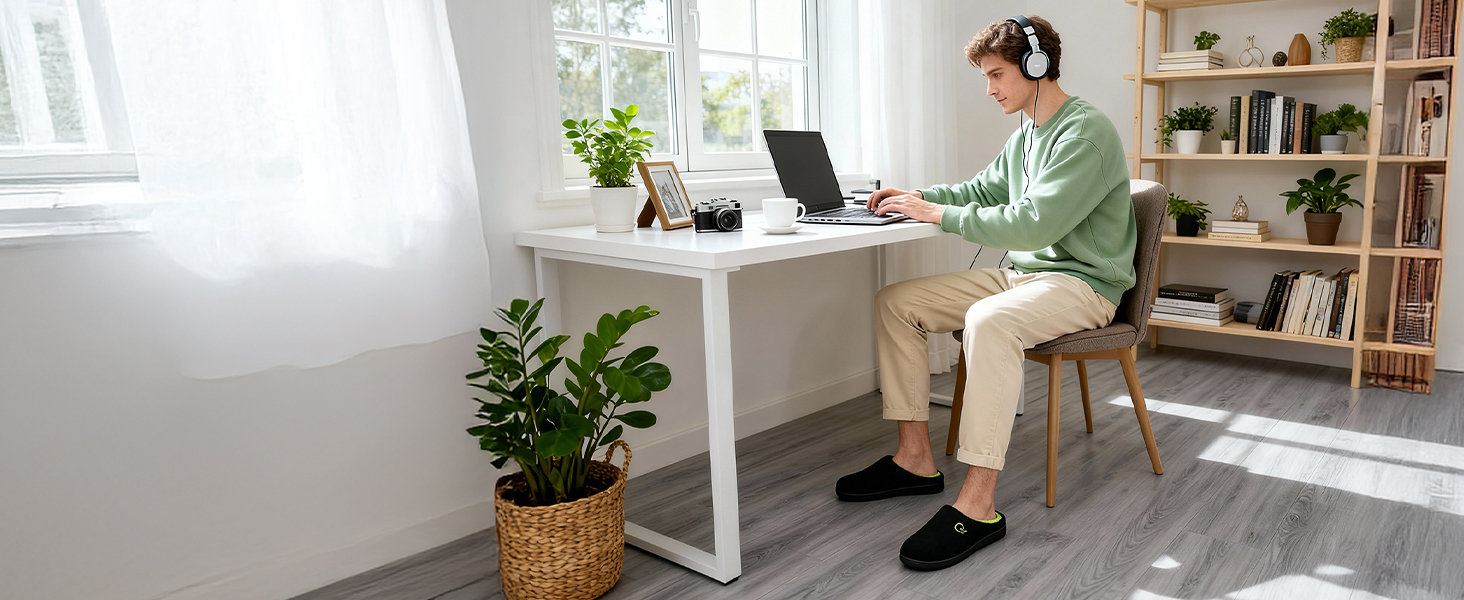 Домашні тапочки Mishansha для чоловіків та жінок, з піною пам'яті, антиковзаюча підошва, синього кольору, розмір 42/43 EU