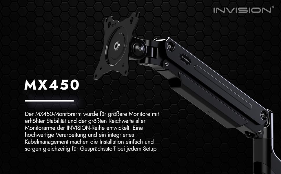 Кріплення для монітора Invision MX450: регульований кронштейн для моніторів 24'-40' VESA 75/100mm, 2-15 кг