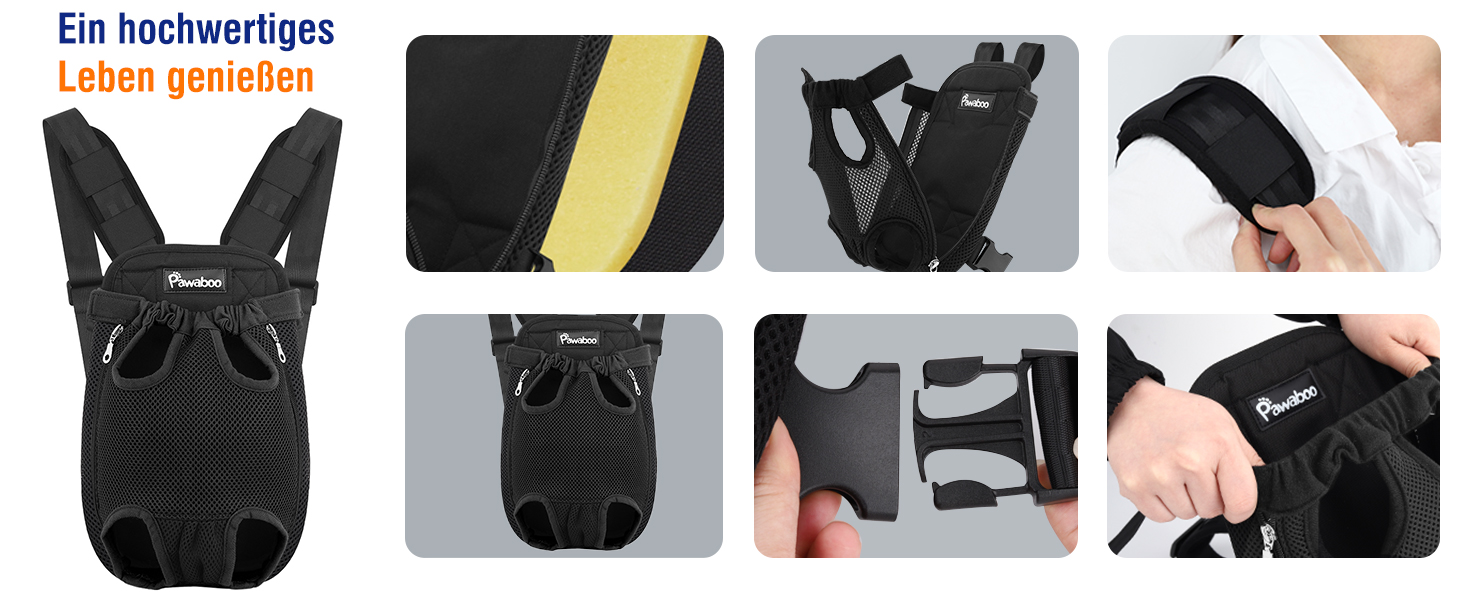 Рюкзак для собак та котів Pawaboo XL, чорний: зручний, дихаючий, для подорожей