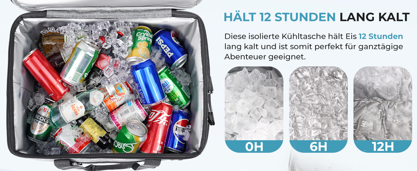 Сумка-холодильник INSMEER 50 л, велика, розкладні, для 80 банок, з відкривачем, для пікніків, кемпінгу, пляжу, сімейних поїздок на 4 особи (темно-сірий)