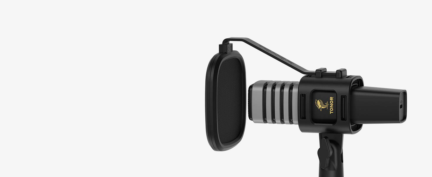 USB мікрофон TONOR TC30 з ниркової характеристики, для комп'ютера, стрімінгу, подкастингу та запису голосу. Комплект: стійка, поп-фільтр, мікрофонна павутина