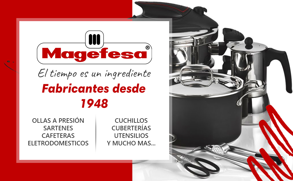 Каструля-сковорода швидкої приготування Magefesa Castell 6L, червона, нержавіюча сталь 18/10, для всіх типів плит, повна індукція