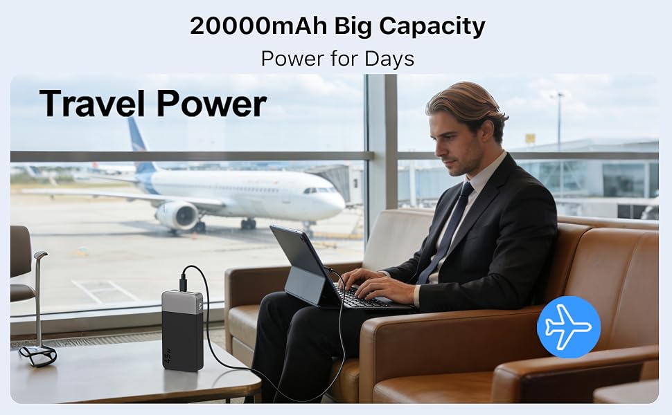 Power Bank NOBIS 20000mAh 45W Orange: Швидка зарядка USB-C/USB-A, Цифровий дисплей