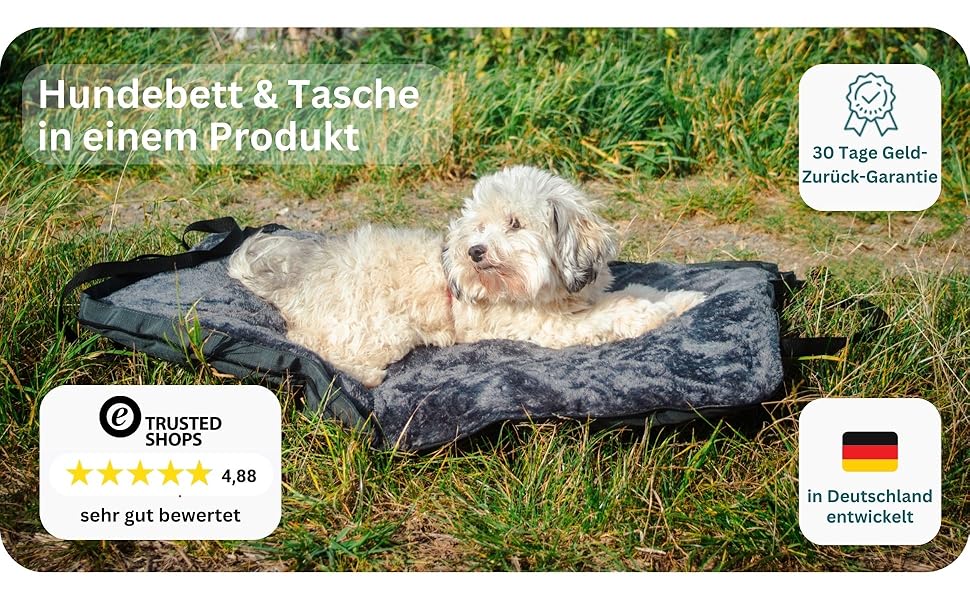 Ортопедичне собаче ліжко Wanderpfote для подорожей – зручне та сертифіковане ліжко для собак (M, Чорний)