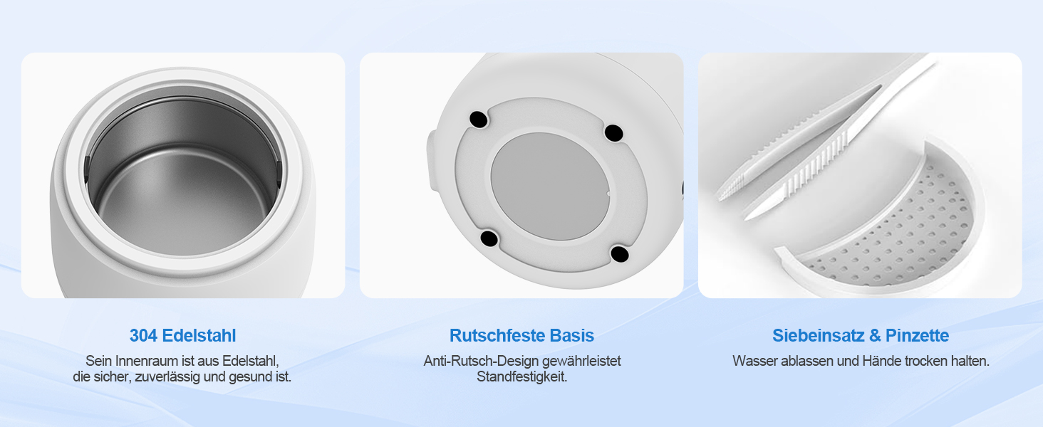 Ультразвуковий очищувач 45000 Гц з УФ-дезінфекцією 220 мл для зубних протезів, брекетів, ювелірних виробів - білий