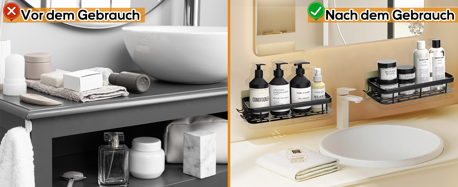 Поличка для душу Dealswin без свердління, 2 шт. - органайзер для ванної кімнати, полиця для зберігання та організації з великою місткістю, тримач для шампуню для душу та ванної кімнати (сірий)