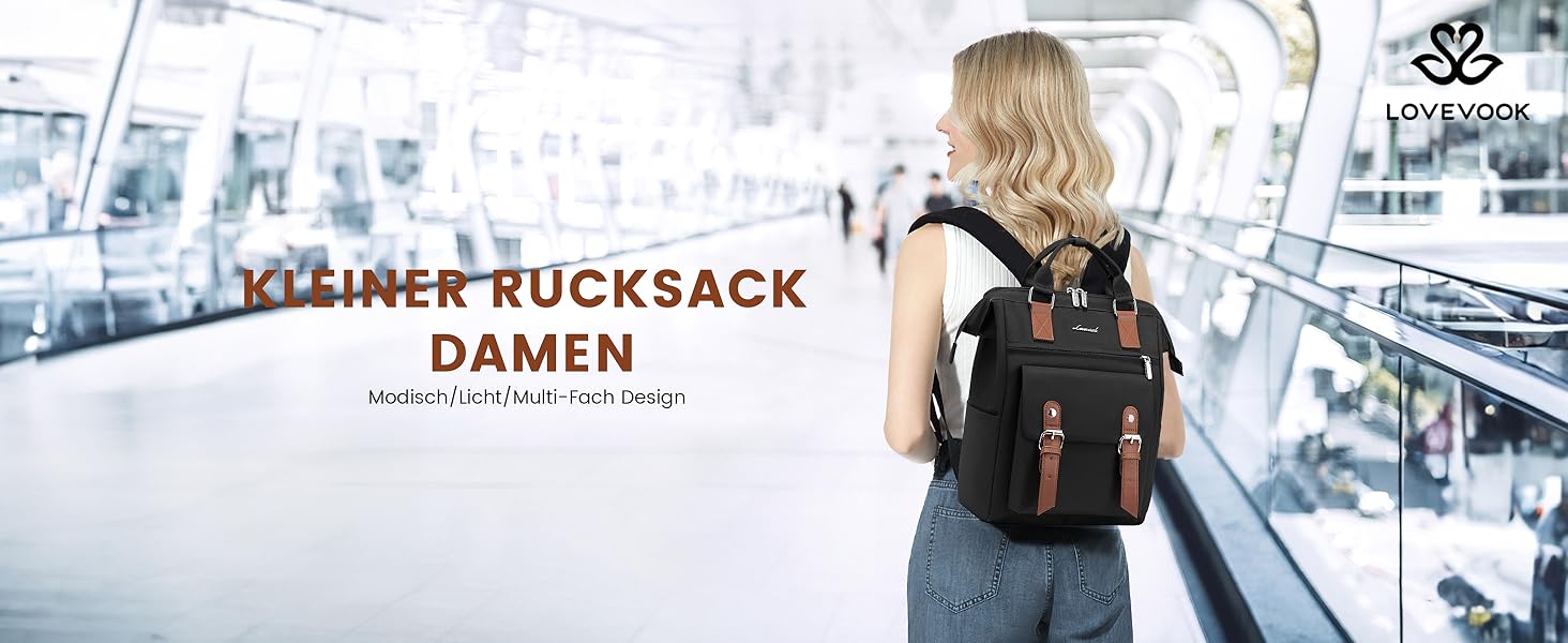 LOVEVOOK Рюкзак жіночий великий, водонепроникний, для подорожей, ручної поклажі, з відділенням для ноутбука 14 дюймів, чорно-коричневий