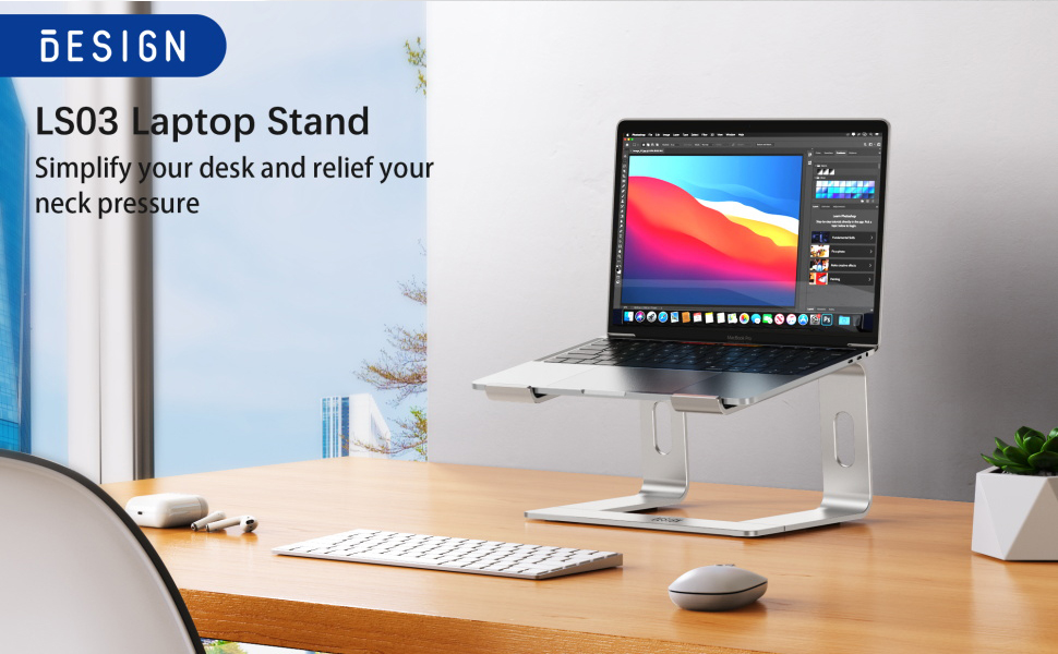 Підставка для ноутбука BESIGN LS03S з алюмінію, ергономічна, сумісна з ноутбуками 10-15.6'
