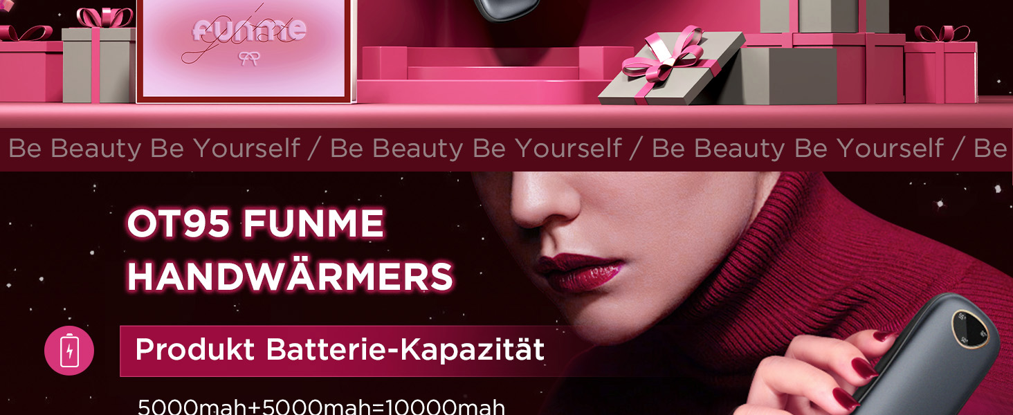 Електричні нагрівачі для рук Funme® 2 шт. з Powerbank 10000mAh - подарункова коробка, USB, до 60°C, для жінок, ідеальні для активного відпочинку