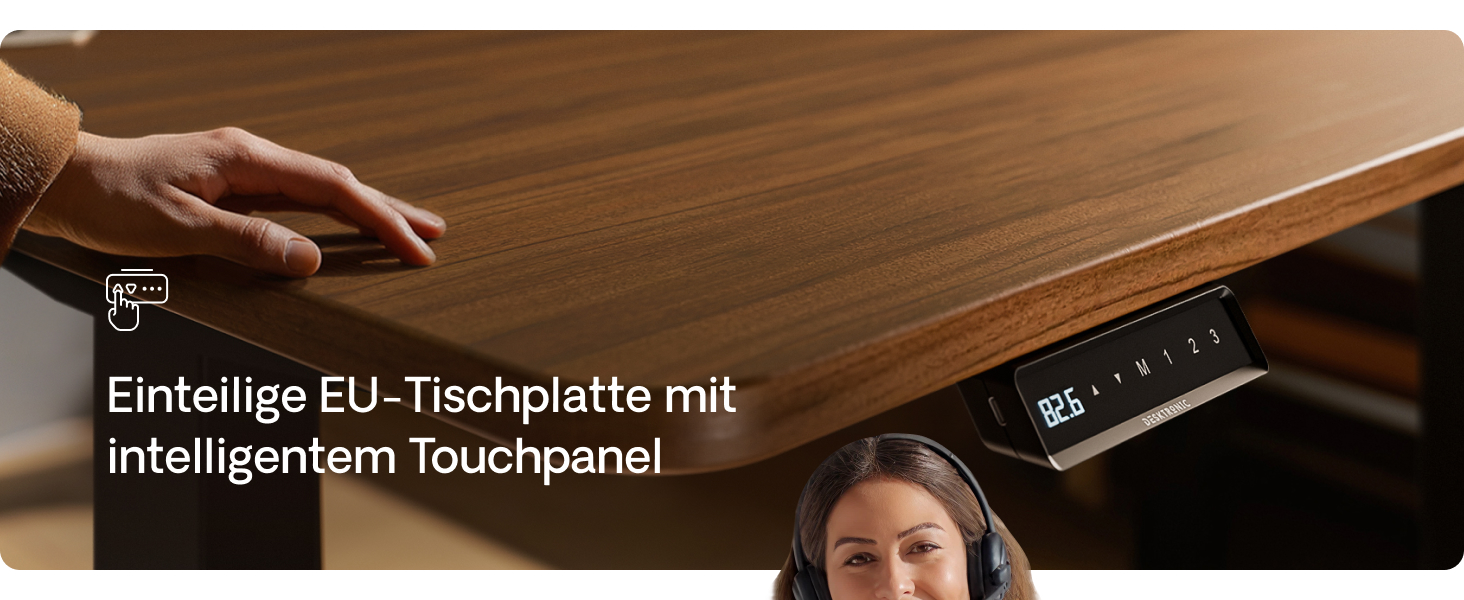 Електричний регульований стіл Desktronic HomePro 160x80 см з двома моторами, сенсорним керуванням та USB-портами (чорний + горіх)