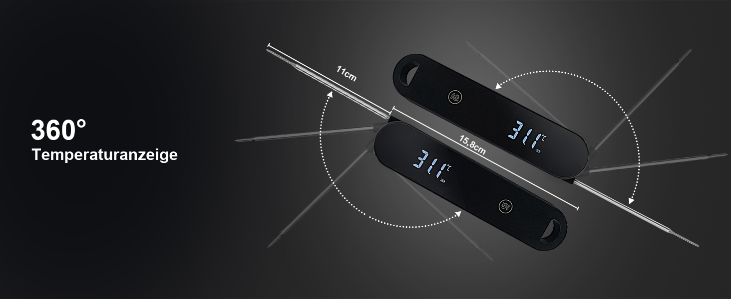 Термометр кухонний Charmline для м'яса, випічки та грилю, точне вимірювання ±0,3°C, автоматичне повороти дисплея