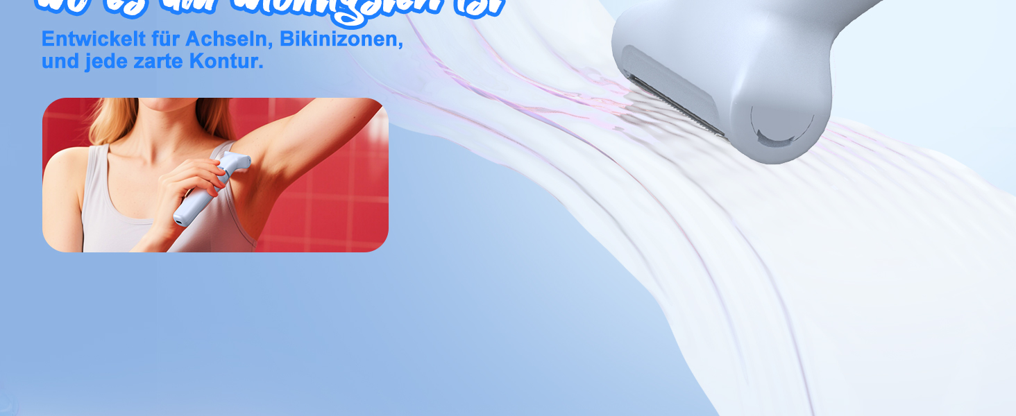 Електричний жіночий триммер 3-в-1 для тіла та інтимної зони з LED-дисплеєм, IPX7, USB, (Блакитний)