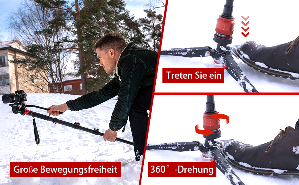 Штатив монопод IFOOTAGE Cobra 3 C180F-P з вуглецевого волокна, 181 см, максимальне навантаження 8 кг