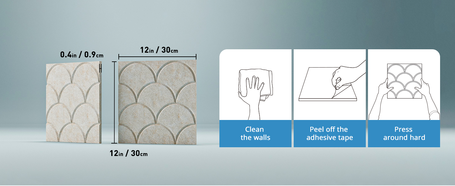 Акустичні панелі Soundsbay 12 шт., самоклейні звукопоглинаючі плити з поліестеру для шумоізоляції та декору стін, 30x30x0.9 см, білий колір