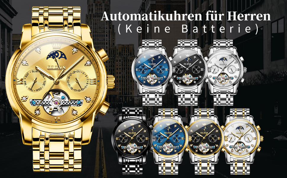 Чоловічий наручний годинник OLEVS 6678: водонепроникний хронограф із кварцовим механізмом, сталевий корпус, підсвічування циферблата, синій/золотий/сріблястий