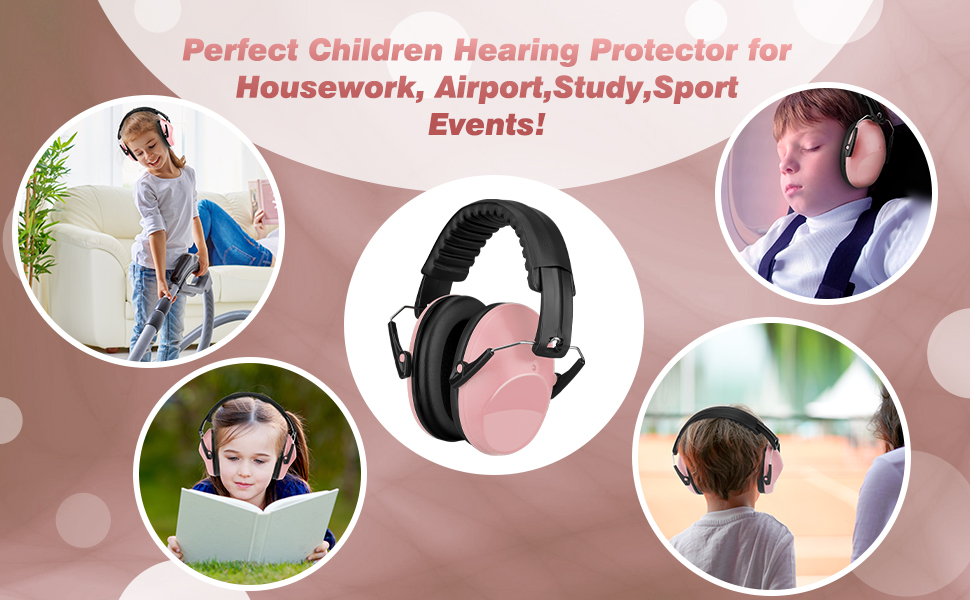 Дитячий захист вух: навушники від шуму, комфортні, складні, для школи, аутизму, сну, навчання, ADHS, феєрверків, концертів (світлорожевий/1 шт.)