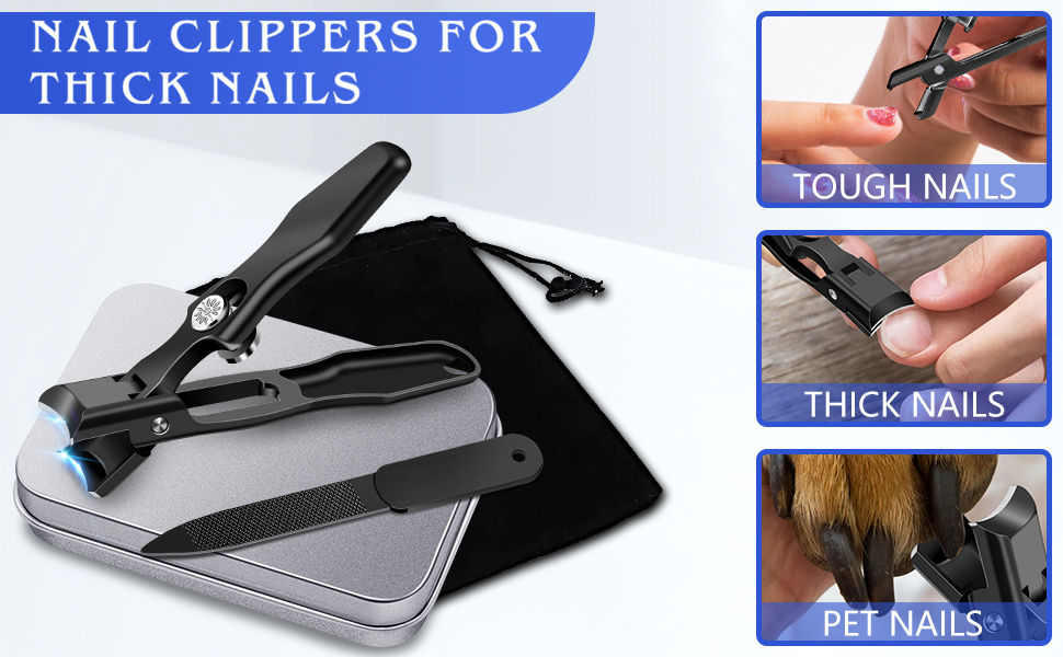 Набір кусачок для нігтів DRMODE Profi: кусачки для врослих нігтів, кусачки для товстих нігтів, ножиці для нігтів для літніх людей та чоловіків (2 шт., чорні)