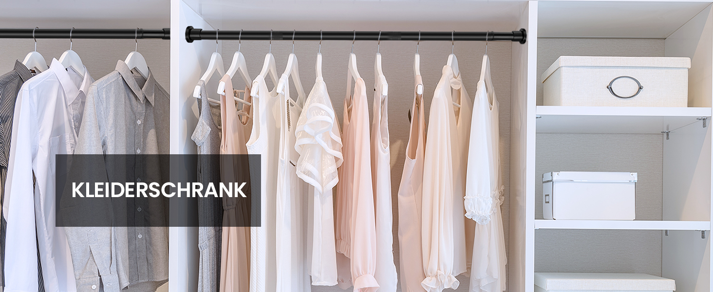 Штанга для душу без свердління 73-224 см, висувна штанга для ванної кімнати, чорна