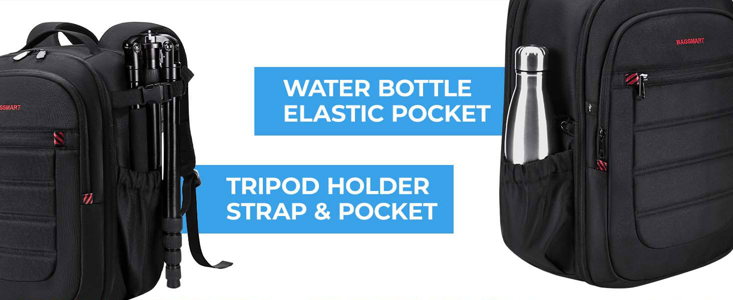Сумка-рюкзак для фотокамери Bagsmart: водонепроникний рюкзак для фотографів з відділенням для ноутбука 15,6 дюймів, чорний