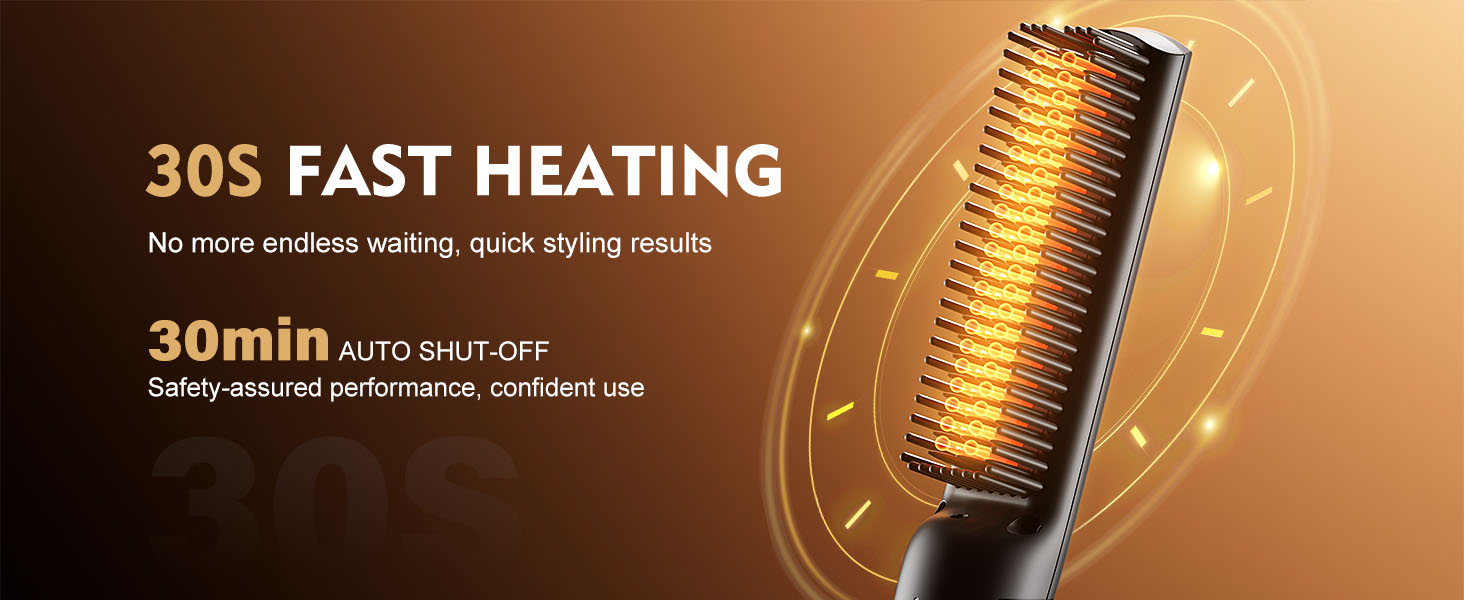 VIKICON Випрямляч для бороди чоловічий, мініатюрний електричний, швидкий нагрів, щітка-гребінець, іонний випрямляч для догляду за коротким та довгим волоссям, чорний