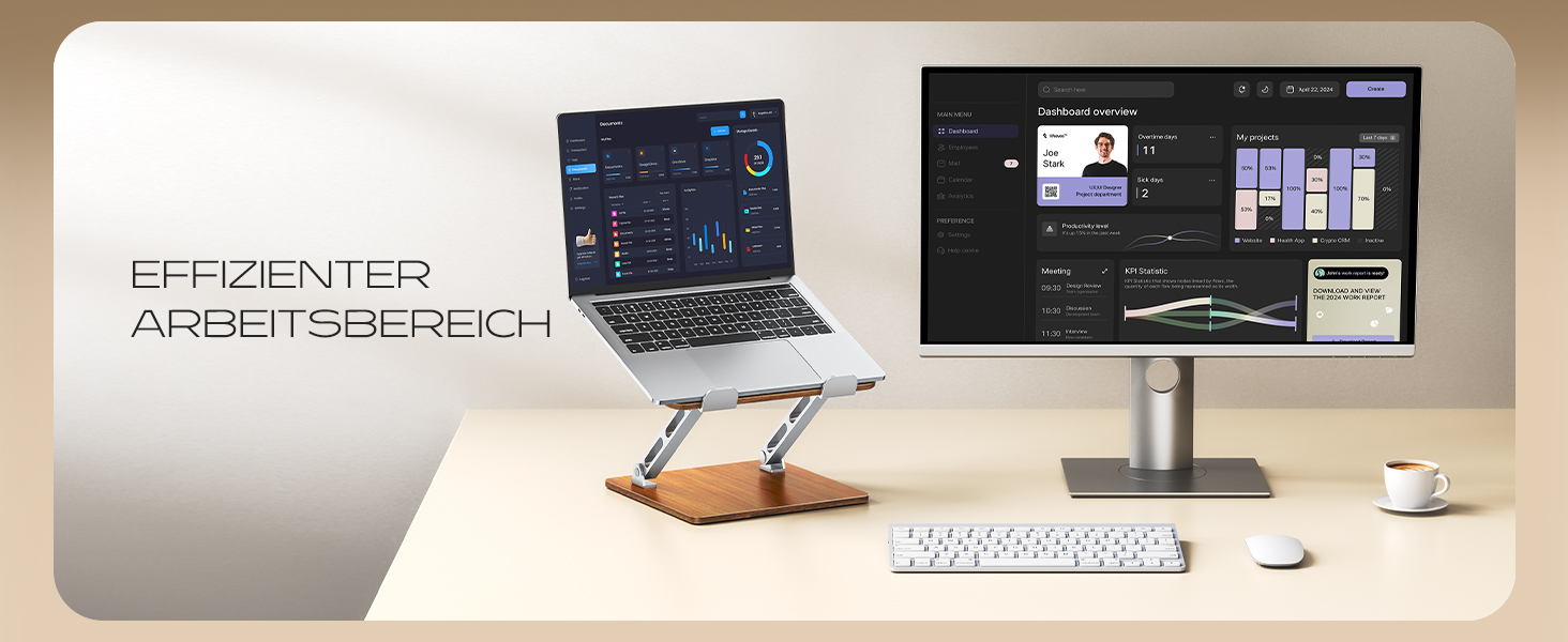 Регульований підставка для ноутбука: алюміній та дерево, складна, сумісна з MacBook, HP (10-16 дюймів)