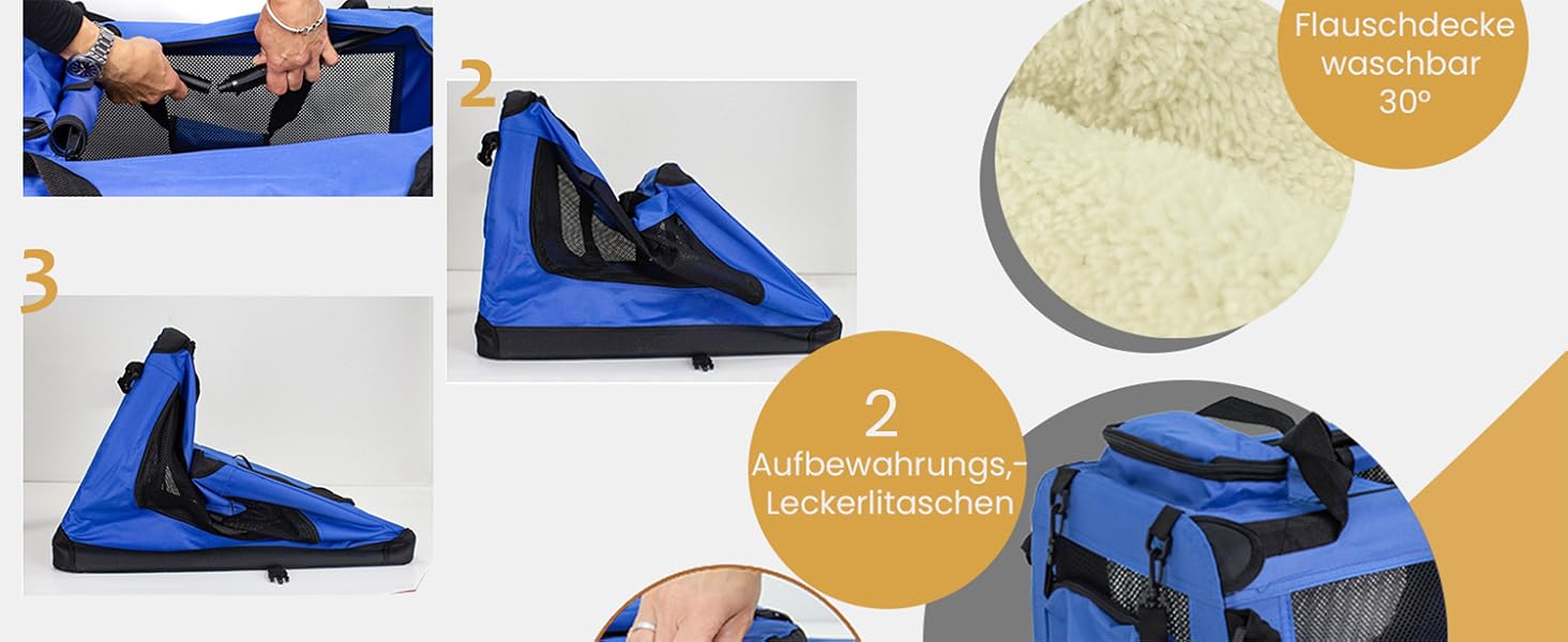 Транспортна переноска для собак та котів Petigi, велика, блакитна (70x52x51 см)