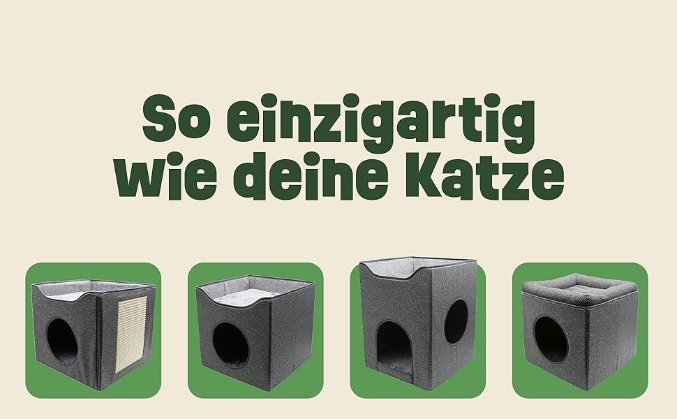 Кігтеточка-будиночок Zooprinz для котів – затишна печера, тепле ліжко для котів, великих котів, ліжко для котів з подушкою, кімнатний будиночок-кігтеточка, притулок та місце для відпочинку (Антрацит, 46 × 41,5 × 60 см)