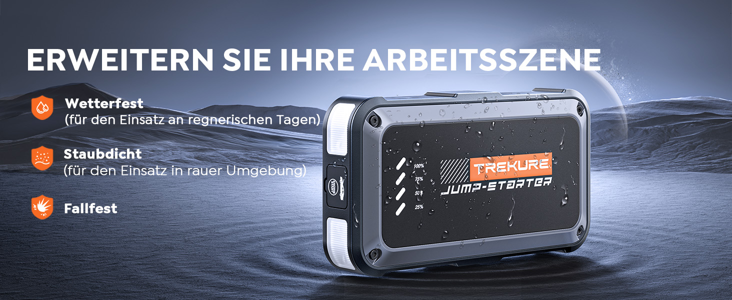Powerbank Starthilfe TREKURE 4000A для автомобіля: 9.0L бензин/8.5L дизель, LED ліхтарик