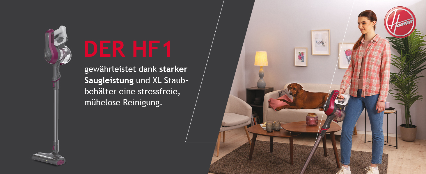 Бездротовий пилосос Hoover HF110H Pet: акумуляторний, без мішка, для дому та тварин, LED-підсвітка, XL-контейнер