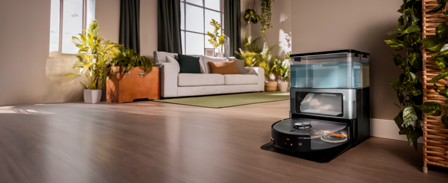 Робот-пилосос та робот-мийник Cecotec Conga X100 з автопорожненням та керуванням через додаток. Лазерна навігація, інтелектуальне картографування, 15000Pa, 240 хв роботи, знімні мікрофібри, станція з 3 резервуарами