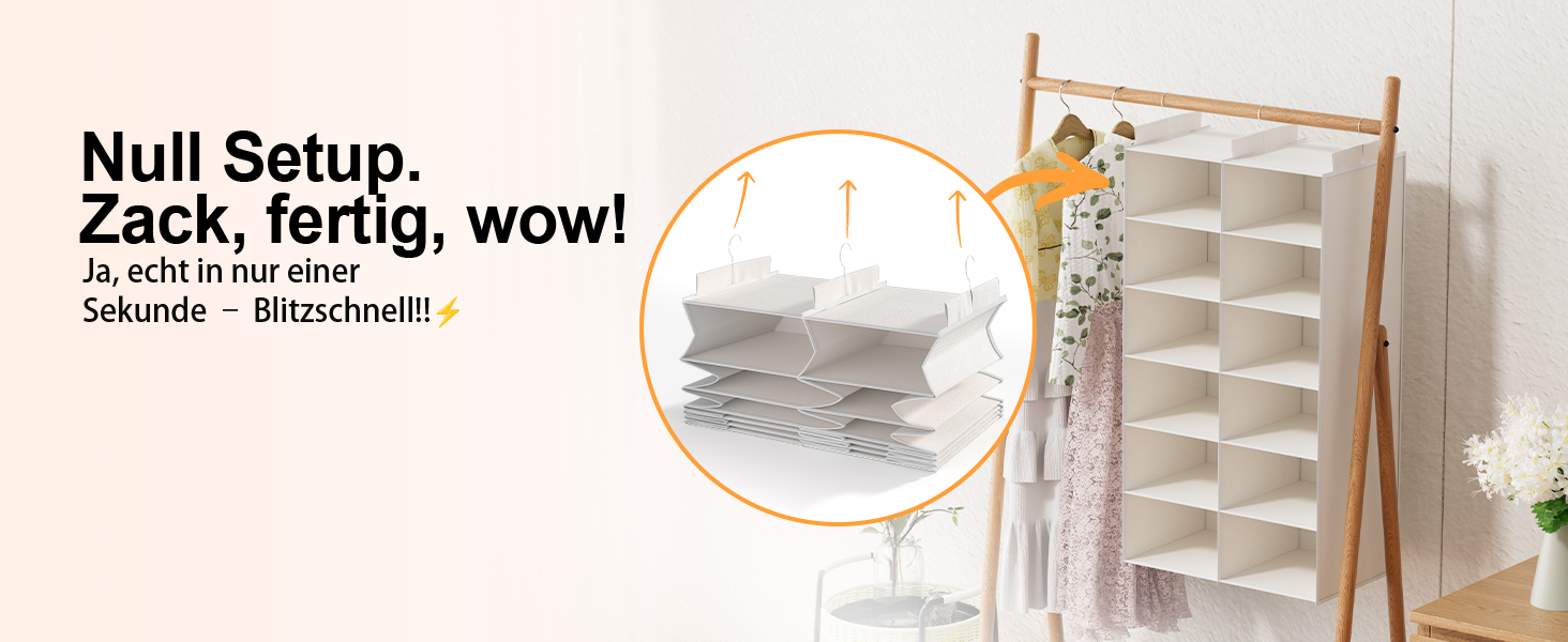 Органайзер для одягу на 6 рівнів, розкладний, з металевими гачками - для шафи, спальні, гуртожитку