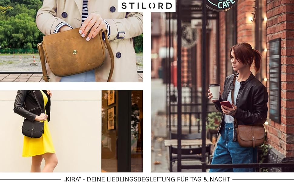 Стильна сумка-месенджер STILORD Kira з натуральної шкіри вінтаж, коричнева (Cognac/Maraska) - ідеальна для вечірок та повсякденного використання