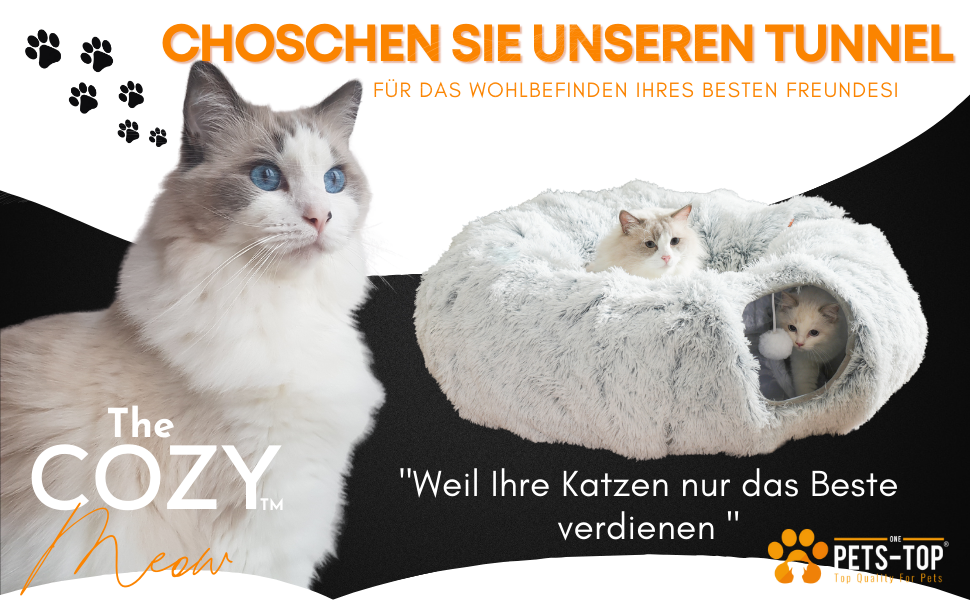 Round Cat Tunnel with Sleeping Area, XXL Large Cat Tunnel, Crinkle Tunnel, Cat Tunnel XXL Ultra Soft Round Donut Shape with Play
