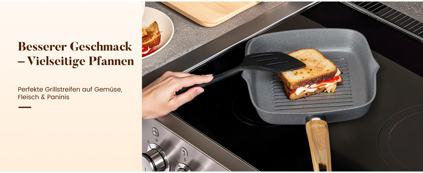 Набір посуду Kitchen Academy, 17 предметів, каструлі та сковороди з антипригарним покриттям для індукційних плит (Сірий)