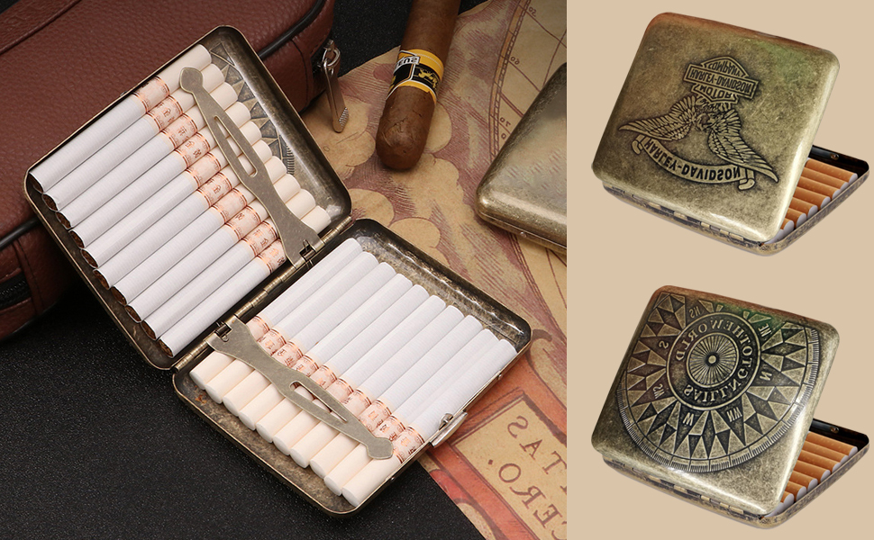 Елегантне металеве тютюнотримач для 20 сигарет, золотий, 10.3x6x1.7 см