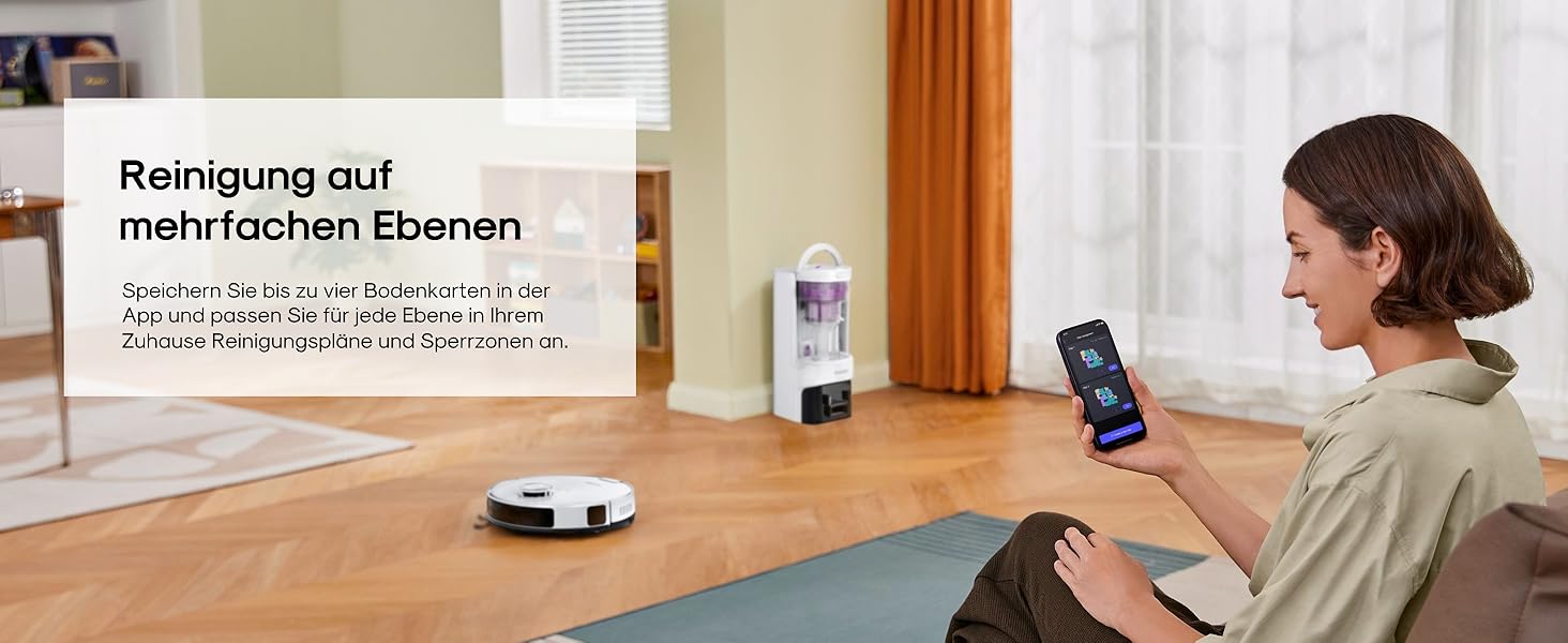 Робот-пилосос Eureka E20 Evo Plus з функцією миття та автопорожненням, 10000 Па, для твердих підлог та килимів, білий